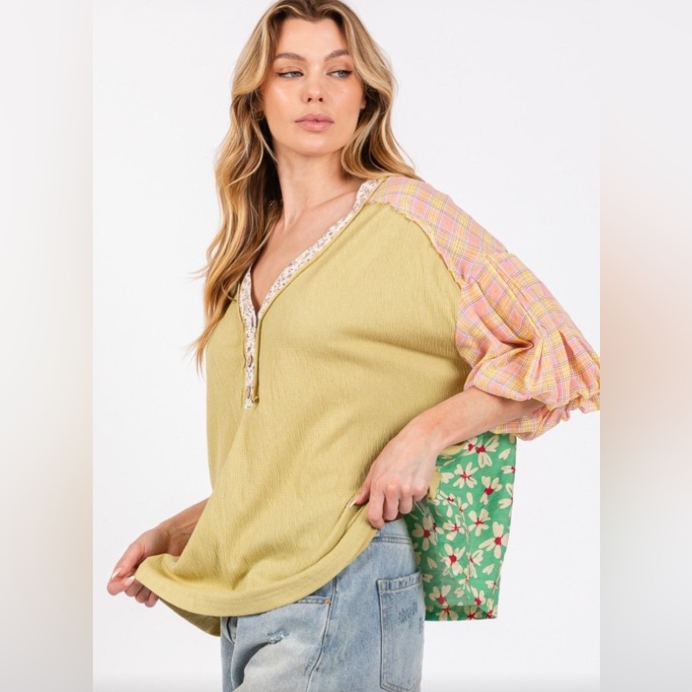 Sage & Fig Women’s Patchwork Boho Blouse NWT
